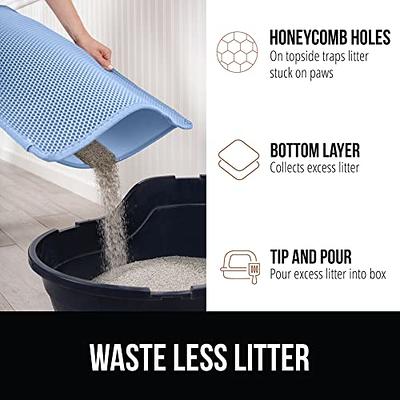 Gorilla Grip Honeycomb Cat Mat, Traps Litter, Two Layer Trapping Kitty Mats,  Less Waste, Soft On Paws, Indoor Box Supplies and Essentials, Feeding Trap,  Water Resistant on Floors, 30x24 Light Blue 