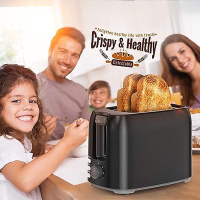 Hommater Toaster 2 Slice - Black Toaster Best Rated Prime Wide Slot 2 Slice Toaster Bagel Function, 7 Bread Shade Settings, Removable Crumb Tray