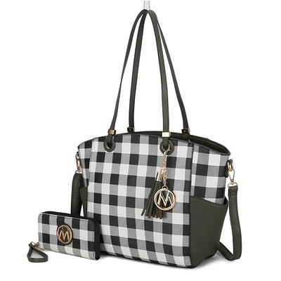 MKF Collection Yale Checkered Tote Bag with Wallet by Mia K