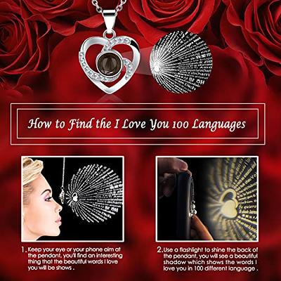 I Love You Necklace With Red Rose - Romantic Gifts For Her Wife