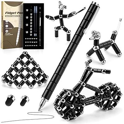 Fidget Pen Decompression Magnetic Metal Pen, Toy Pen Relieving Stress Build  Various of Shapes, Strato Pen Multifunctional Deformable Magnet Writing