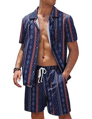 COOFANDY Men's Waffle Shirt and Shorts Set 2 Piece Outfits Casual Summer  Tracksuits Set with Pockets