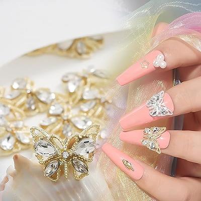 10pcs Gold Nail Art Charms Rhinesstones Shiny Heart Shape Metal Alloy  Diamond Crystal Luxury Nail Ornament