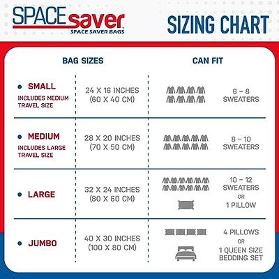 Spacesaver Variety 12pk - Space Saver Vacuum Storage Bags Save 80% Clothes  Storage Space - Vacuum Seal Bags for Clothing, Comforters, Bedding -  Compression Seal for Closet Storage - Pump for Travel - Yahoo Shopping