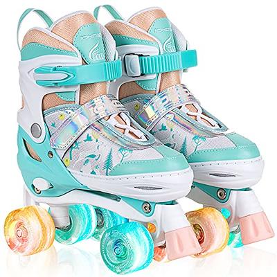 Roller Skates for Girls Boys and Kids, 4 Size Adjustable Toddler Roller  Skates