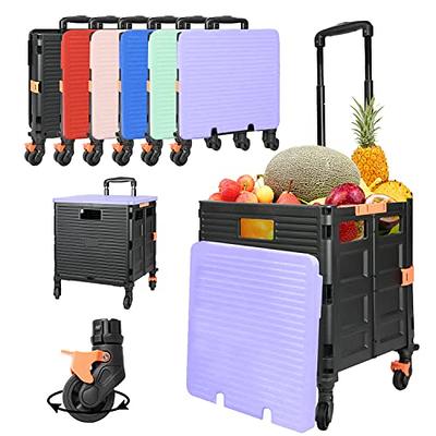 Folding Boot Cart Shopping Trolley Fold Up Storage Box Wheels Crate  Foldable