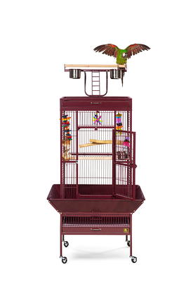 PawHut 65 Wooden Bird Cage Outdoor Aviary House for Parrot, Parakeet, with  Pull Out Tray and 2 Doors, Grey