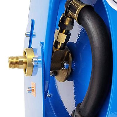 Macnaught M3 Retractable Industrial Grade Air, Water Hose Reel, 1/2” x 50'  Dual Pedestal Design with Heat Treated Heavy Duty Gauge Steel, Adjustable  Guide Arms, Easy to Service Ball Bearing swivel 