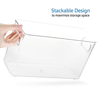 Eatex 2 Pack Clear Plastic Storage Organizer Bin with Handles