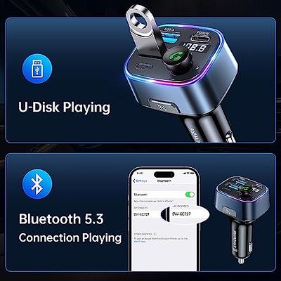  LENCENT FM Transmitter in-Car Adapter, Wireless Bluetooth 5.0  Radio Car Kit,Type-C PD + QC3.0 Fast USB Charger, Hands Free Calling, Mp3  Player Receiver Hi Fi Bass Support U Disk : Electronics