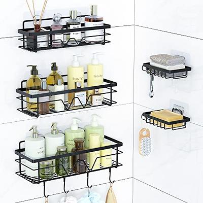 Awegety 4 Pack Shower Caddy Shelf Organizer with Soap Holder, Stainless  Steel Bathroom Shelves Basket with Adhesives/Screws, Hooks, Storage Rack  for