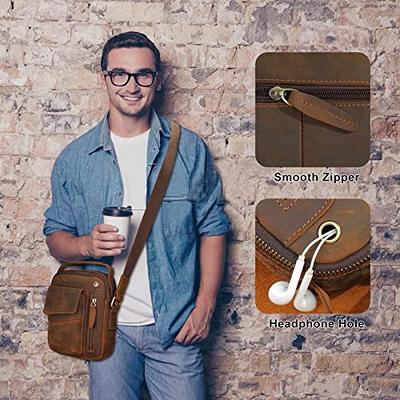 Lemuvlt Small Crossbody Bag for Men Shoulder Bag Mens Purse Satchel Leather Messenger Bag Gift Man