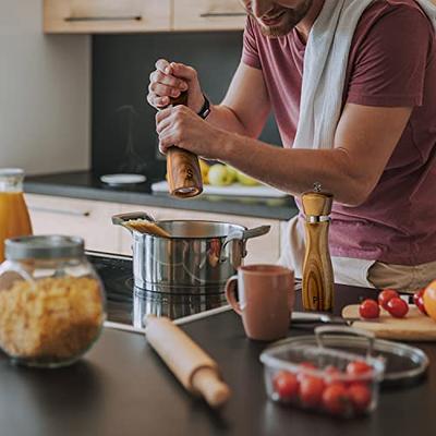 Wooden Salt and Pepper Grinder Set, Refillable Tableware Acacia