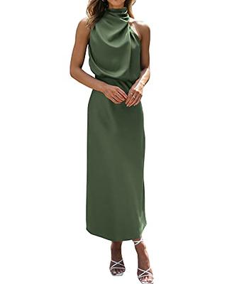 MASCOMODA Womens Boho Sleeveless Smocked Maxi Dress Solid Shoulder