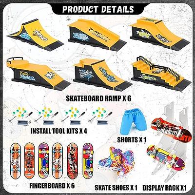 Hamino Fingerboard Skate Park Ramp Kit, Finger Skateboards Toys Set with 1  Skateboard + 1 Skates + 1 Sports Shorts & Tool Kit, Finger Skateboard Ramp