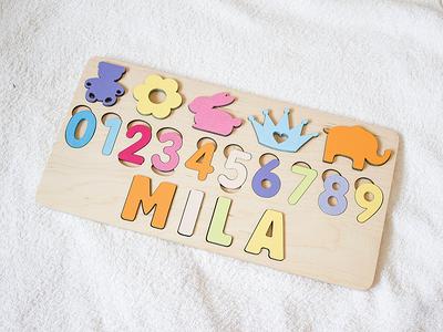 Personalized Name Puzzle With Pegs, Wooden Personalized Toy