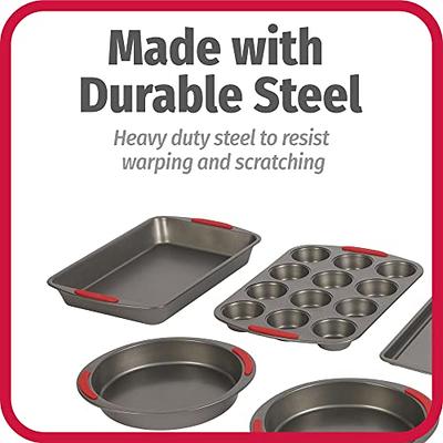 Elbee Home 8-Piece Nonstick Aluminized Steel, Space Saving Baking Set ,  With Deep Roasting Pan, Cookie Sheet, Cake Pans, Muffin Pans and Baking Pan