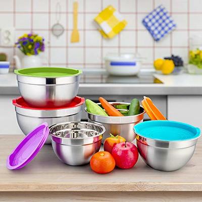 P&P CHEF Mixing Bowl with Lid Set of 5, 10-Piece Stainless Steel Nesting  Salad Bowl Set for Prepping, Mixing and Serving, Size 4.6, 3, 1.5, 1, 0.7 QT,  Rimmed Edges & Flat Base - Yahoo Shopping