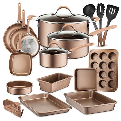 Vkoocy Pink Pots and Pans Set Non Stick, Ceramic Cookware Set Non-Toxic  Kitchen Cooking Sets Induction Granite Pot and Pan, PTFE/PFOA/PFOS-Free