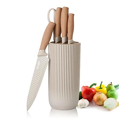 Giantex 5-Piece Kitchen Knife Set w/Block, Stainless Steel Knife Set  w/Hammered Design, All-in-One Knife Block Set w/Multipurpose Shears 