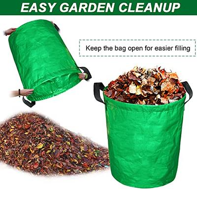 Professional 3-Pack 80 Gallons Lawn Garden Bag Leaf Waste Bags (D26, H33  inches) with Coated Gardening Gloves,Reuseable Heavy Duty Patio Bags,Grass
