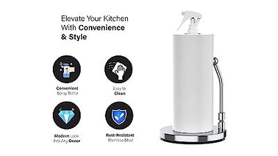Paper Towel Holder With Spray Bottle, Stainless Steel Countertop Paper  Towel Holder, One-handed Operation Kitchen Paper Towels Holder With Non  Slip We