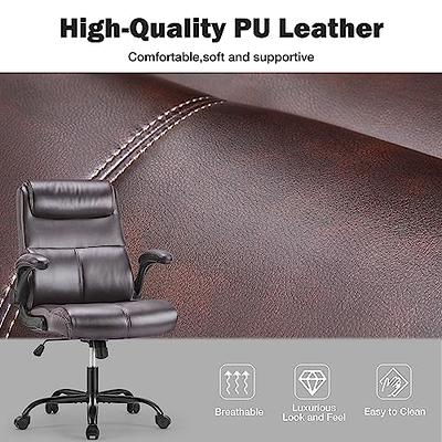 PU Leather Modern Mid-Back Office Chair Adjustable Swivel Soft