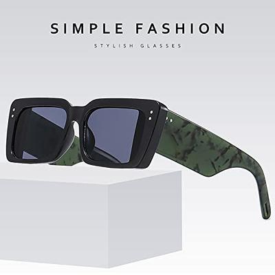  ADE WU Rectangle Sunglasses Women Men Vintage Retro 90s Black  Square Sun Glasses TRENDY : Clothing, Shoes & Jewelry