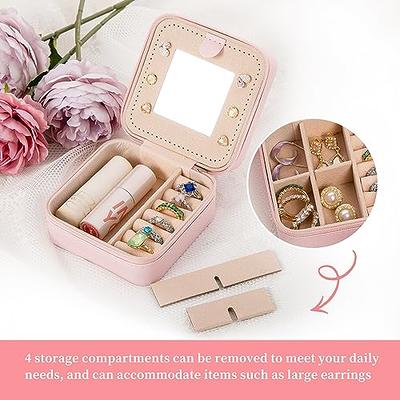 KElofoN Travel Jewelry Case Travel Jewelry Box Travel Jewelry Organizer Small Jewelry Organizer Box for Girls Women with Mirror (Green)