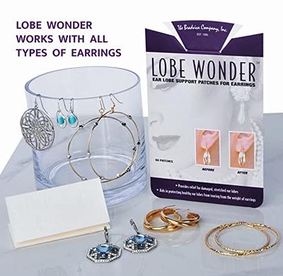 Lobe Miracle Ear Lobe Support Patches - Clear Heavy Earring Holder -  Prevents Tears & Reduces Strain (60 Patches)