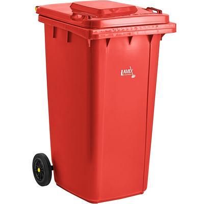 Lavex 23 Gallon Red Slim Rectangular Recycle Bin with Bottle / Can Lid