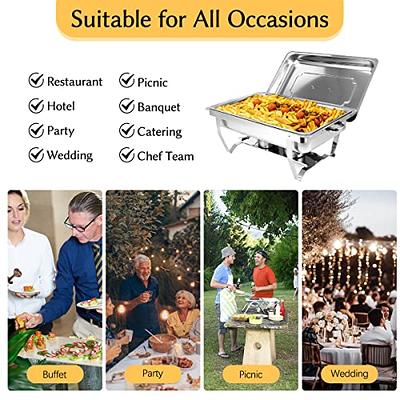 Pack 8QT Chafing Dish Buffet Set, Stainless Steel Food Warmer Set,  Rectangular Buffet Server with Tongs