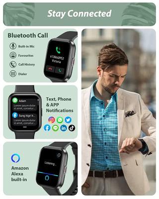 Smartwatch for Men Android iPhone: Smart Watch with Call & Text IP68  Waterproof Fitness Tracker for Sport Running Digital Watches with Heart  Rate