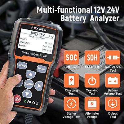 FOXWELL BT705 Car Battery Tester 12V 24V, Automotive 100-2000CCA Battery  Load Tester Battery Analyzer Digital Charging System Alternator Tester Cold  Cranking for Heavy Duty Truck Boat Marine SUV ATV - Yahoo Shopping