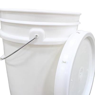 3.5 Gallon Plastic Bucket with Lid I Food Grade Bucket | White | BPA-Free I Heavy Duty 90 Mil All Purpose Pail Reusable I Made in USA (6 Count)