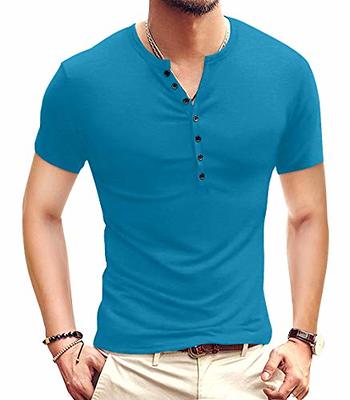 Buy YTD Mens Casual Slim Fit Basic Henley Long Sleeve Fashion T-Shirt S  Black at