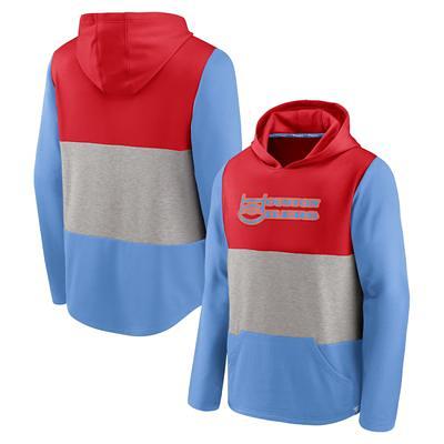 Men's New Era Light Blue/Red Houston Oilers League Raglan Throwback Long Sleeve T-Shirt