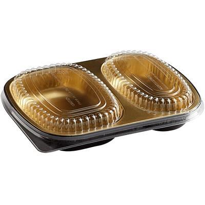 ChoiceHD Smoothwall Black and Gold Large Foil Entree / Take-Out Pan with  Dome Lid 65.6 oz. - 50/Case