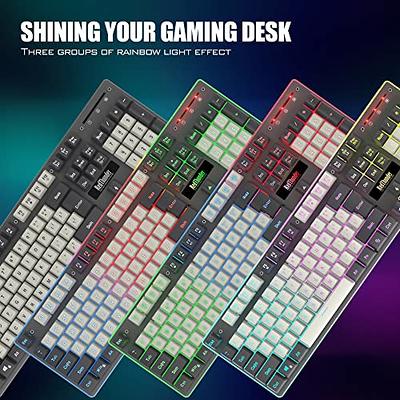 Wireless Gaming Keyboard and Mouse, Rechargeable, Rainbow Backlit