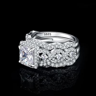 1.5 Carat Round White CZ 925 Sterling Silver Wedding Ring Set