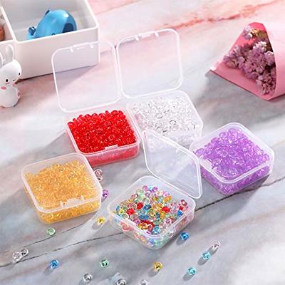 SATINIOR 12 Pack Clear Plastic Beads Storage Containers Box with Hinged Lid  for
