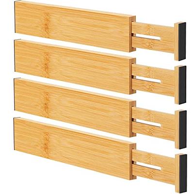 4 Compartment Bamboo Drawer Divider Space Saving Natural Wooden