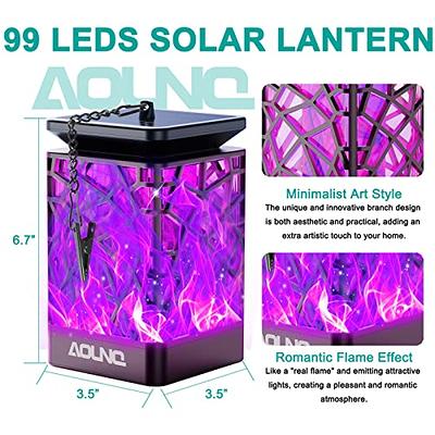 Solar Lantern,Outdoor Garden Hanging Lanterns,Set of 2,Waterproof LED Flickering