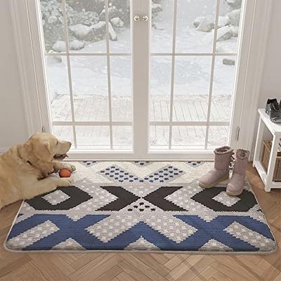 Artmaison Canada 18 in. x 42 in. Non Slip Designer Kitchen Art Mat Long Vinyl Rug Decorative Floor Mat Runner Rug, Cream/ Blue/ Multi