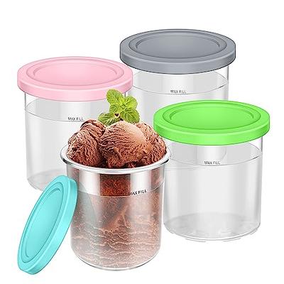 VanlonPro 24 oz Containers 2 Pack, Ice Cream Pints Replacement for NC500  Series Ninja Creami Deluxe Ice Cream Makers, Reusable, BPA-Free &  Dishwasher Safe, Airtight & Leaf-Proof, Gray & Blue Lids 