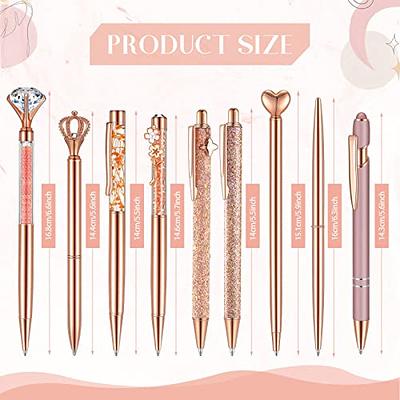 3pcs Pp Ballpoint Pen Glitter Sequin Writing Smoothly Crystal Press Type Pen  For School Supplies Girls Boys Office Journaling Pens Draw, Rose Gold