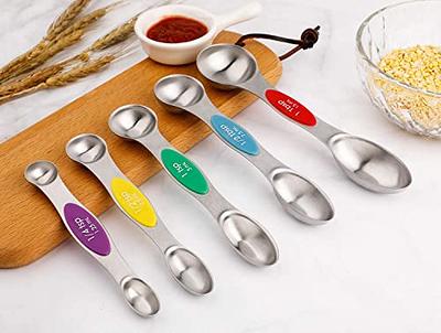 Heavy Duty Metal Measuring Spoons Oval Shape Stainless Steel Spoons 7pcs  set Spoons for Dry or Liquid Fits in Spice Jar