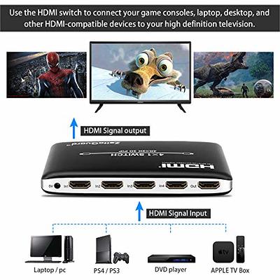 4K Switch 5 Port with IR Remote for Blu-ray,media player TESmart