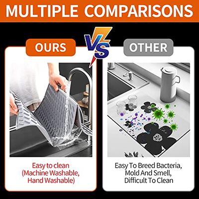  Large Dish Drying Mats for Kitchen Counter, 24x16 Absorbent  Hide Stain Dish Drying Rack Mat - Rubber Backing, Quick Dry, Easy to  Clean-Coffee Bar Mat Kitchen Grey Dish Drying Mat for