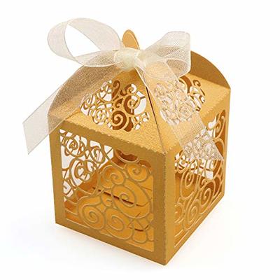 fangange 4 Pcs Nesting boxes for gifts，Christmas Boxes，Present Box Gift  Wrap Boxes for Birthday Bridesmaid Wedding，3.9x3.7x3.9in